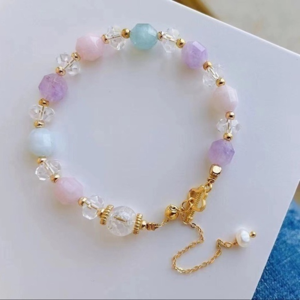 - Morganite, lavender Gemstone Bracelet